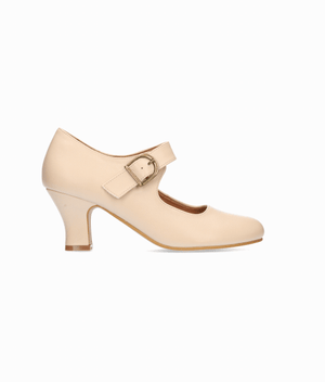 Chaussure de flamenco en cuir nappa beige avec boucle