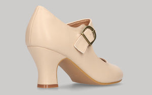 Chaussure de flamenco en cuir nappa beige avec boucle
