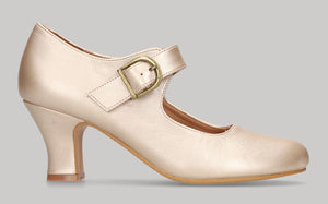 Chaussure de flamenco en cuir nappa platine avec boucle