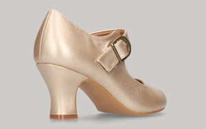 Chaussure de flamenco en cuir nappa platine avec boucle