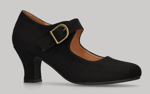 Chaussure de flamenco en daim noir avec boucle