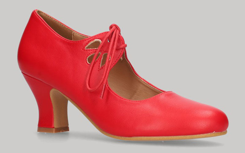 Red flamenco shoe in nappa leather with laces