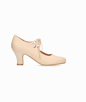 Beige nappa leather flamenco shoe with laces