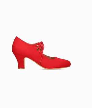 Red suede flamenco shoe with laces