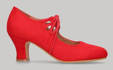 Red suede flamenco shoe with laces