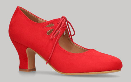 Red suede flamenco shoe with laces