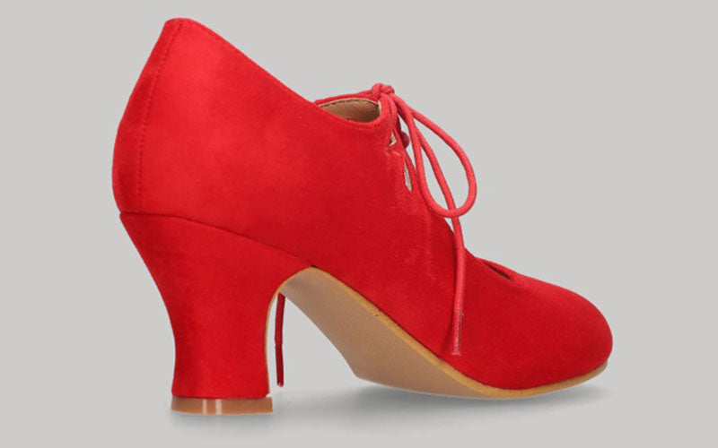 Red suede flamenco shoe with laces