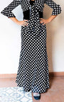 Falda flamenco negra con lunares blancos con mucho vuelo