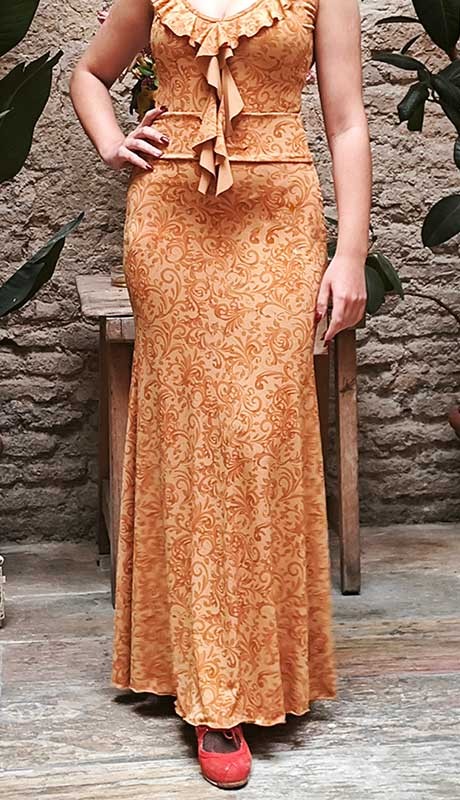 Jupe Victoria Flamenco à imprimé ocre