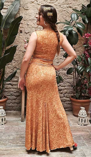 Jupe Victoria Flamenco à imprimé ocre