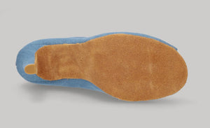 Zapato abotinado para baile de salón de lona vaquera azul claro con cordones y cierre de cremallera en talón