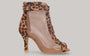 Zapato tipo botín para baile de salón de malla y fantasía leopardo con cordones y cremallera en talón