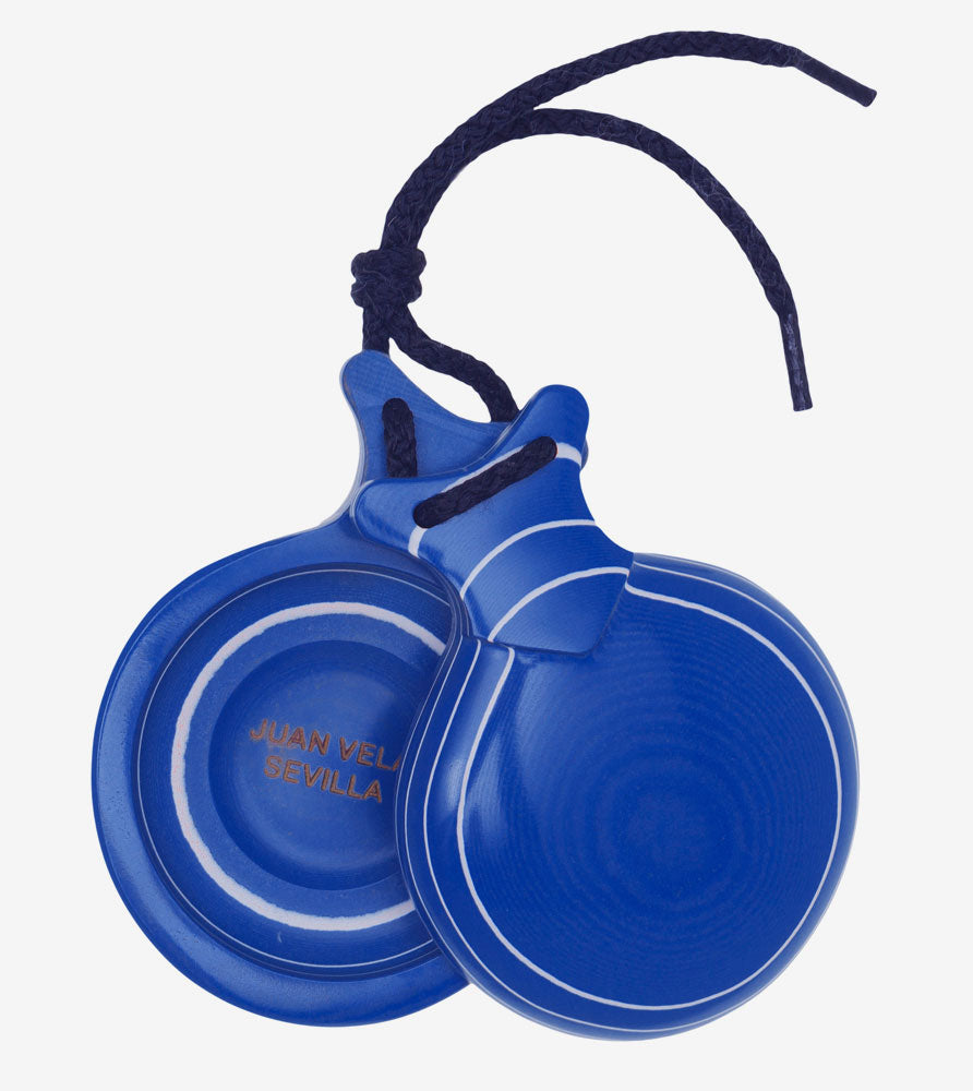 Castañuela capricho azul veteado blanco caja doble