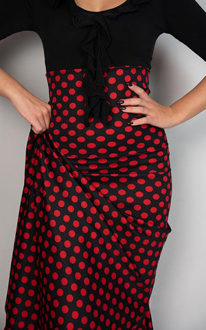 Falda flamenco negra con lunares rojos con mucho vuelo