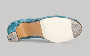 Zapato de baile flamenco profesional piel fantasía multicolor y ante negro con cordones