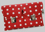 Professional red castanet case with polka dots