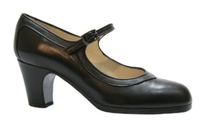 Chaussure de danse flamenco professionnelle, cuir noir