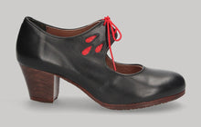 Zapato de Baile Flamenco Profesional Piel Negro con Tacón Cubano