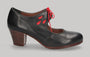 Zapato de baile flamenco profesional piel negro con tacón cubano