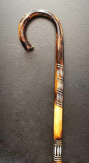 Flamenco dance cane, turned and dark varnished