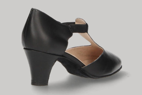 Black Leather Ballroom Dance Shoe Chapín Type 5 cm.