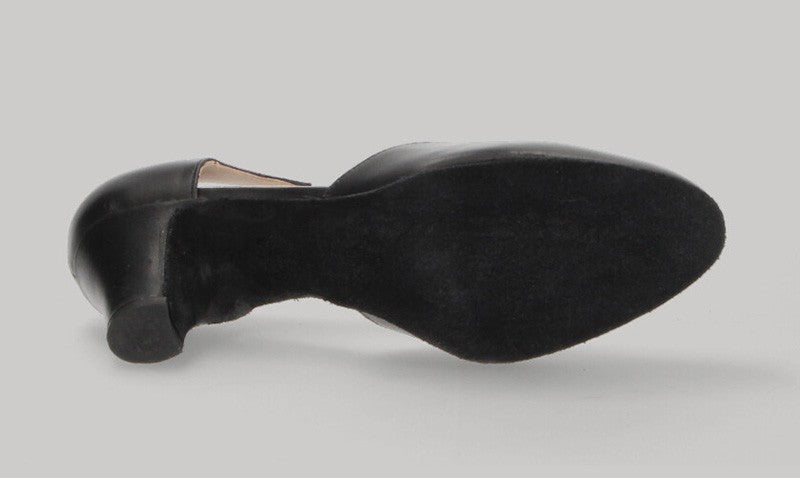 Black Leather Ballroom Dance Shoe Chapín Type 5 cm.