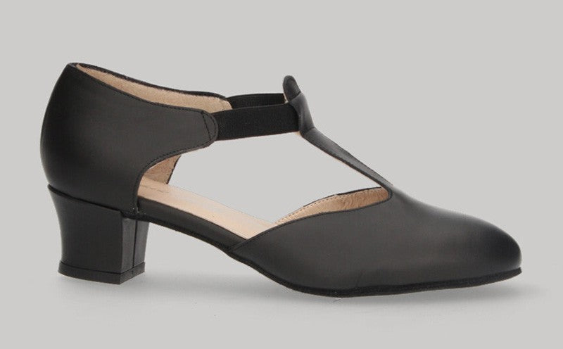 Black Leather Ballroom Dance Shoe Chapín Type 3 cm.