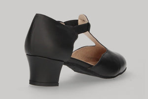 Black Leather Ballroom Dance Shoe Chapín Type 3 cm.