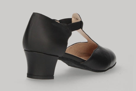 Black Leather Ballroom Dance Shoe Chapín Type 3 cm.