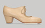 Zapato de baile flamenco semiprofesional piel beige tacón cubano