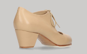 Zapato de baile flamenco semiprofesional piel beige tacón cubano