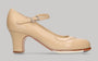 Zapato de baile flamenco semiprofesional piel beige con hebilla