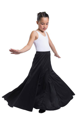 Falda flamenco de niña negra con mucho vuelo