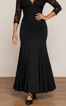 Falda flamenco de punto licra negro con 3 palas y 3 godets