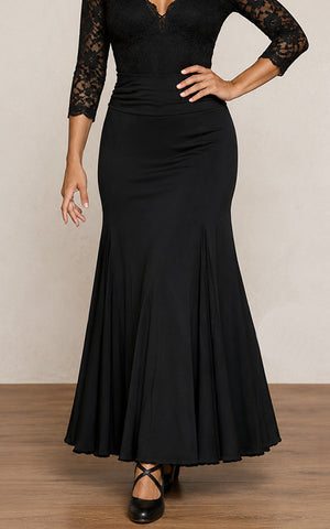 Falda flamenco de punto licra negro con 3 palas y 3 godets