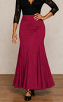 Falda flamenco de punto licra color cereza con 3 palas y 3 godets