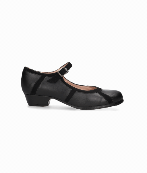 Zapato de baile flamenco profesional piel y ante negro tacón 3 cm.