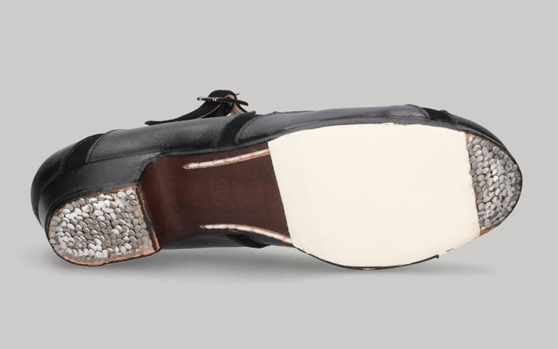 Zapato de baile flamenco profesional piel y ante negro tacón 3 cm.