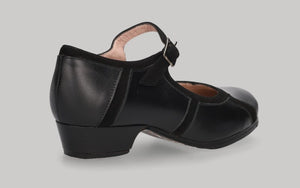 Zapato de baile flamenco profesional piel y ante negro tacón 3 cm.