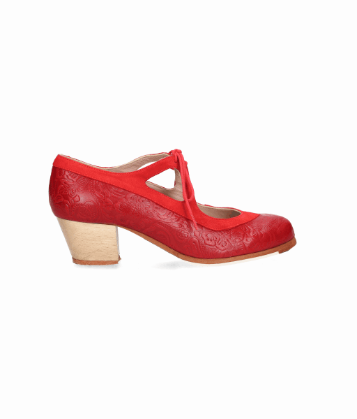 RED EMBOSSED CANDOR/RED SUEDE