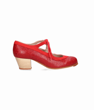 RED EMBOSSED CANDOR/RED SUEDE