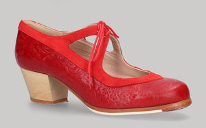 RED EMBOSSED CANDOR/RED SUEDE