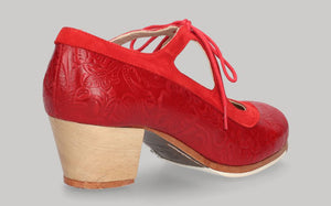 RED EMBOSSED CANDOR/RED SUEDE
