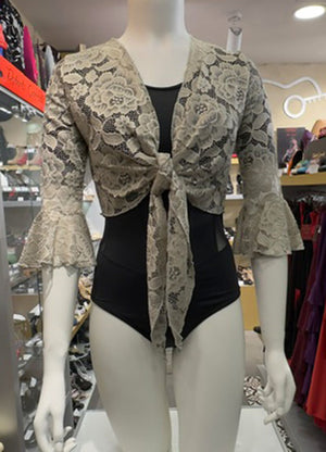 Cárdigan flamenco de encaje color gris perla
