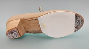 Zapato de baile Flamenco Profesional Piel Beige con Cordones