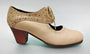 Professional flamenco dance shoe in beige and fancy leather with laces