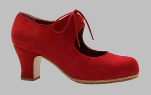 Professional red suede flamenco dance shoe