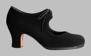 Professional black suede flamenco dance shoe