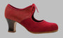 Professional flamenco dance shoe in red suede and fantasy