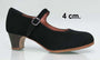 Zapato de baile de flamenco profesional piel negro con hebilla